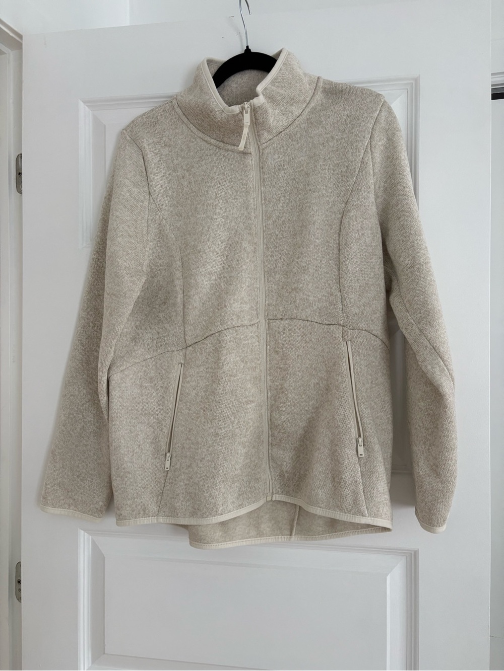 Women's Light Cream Full-Zip Fleece Jacket